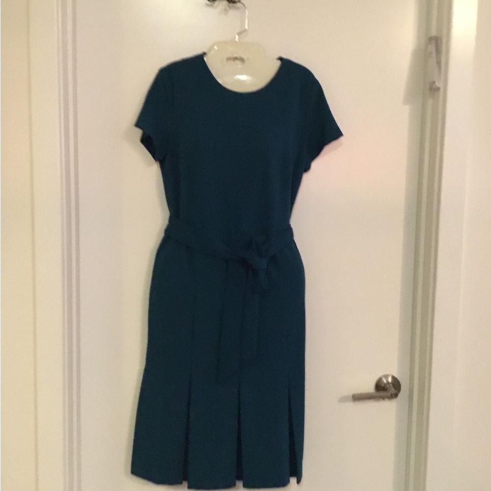 Shelby & Palmer Teal Midi Dress with Tie Waist